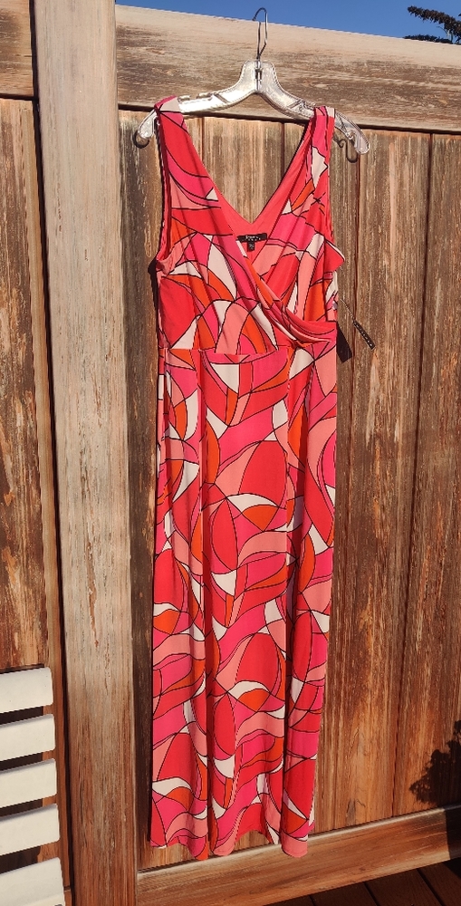 Pink and white maxi dress